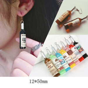 10pcs 12*50mm Plastic Wine Bottle Charms Pendant DIY Earring Keychain Accessory