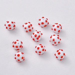 10pcs 12mm Wave Point Lampwork Beads Red Spacer Bead For DIY Jewelry Making