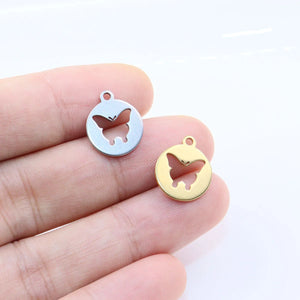 10pcs 12mm Stainless Steel Butterfly Charms Pendant - DIY Necklace Bracelets