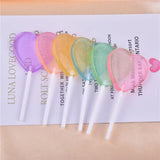 Bling Glitter Heart Lollipop Resin Charms Earring Keychain Jewelry Making