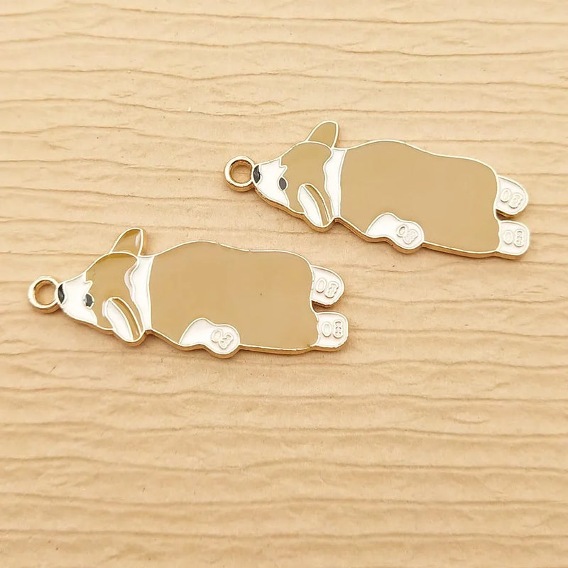 10pcs Enamel Dog Charm for Jewelry Making DIY Earring Pendant Bracelet Necklace