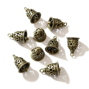 10pcs Antique Bronze Retro Bell Charm Pendants 13x12mm