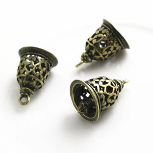 10pcs Antique Bronze Retro Bell Charm Pendants 13x12mm