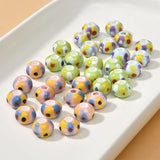 10pcs Hand Painted Ceramic Beads Loose Spacer Flat Round Ceramics Bead