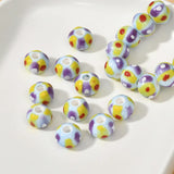 10pcs Hand Painted Ceramic Beads Loose Spacer Flat Round Ceramics Bead