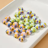 10pcs Hand Painted Ceramic Beads Loose Spacer Flat Round Ceramics Bead