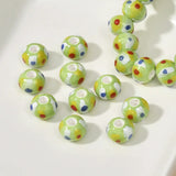 10pcs Hand Painted Ceramic Beads Loose Spacer Flat Round Ceramics Bead