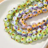 10pcs Hand Painted Ceramic Beads Loose Spacer Flat Round Ceramics Bead