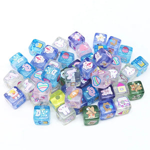 10pcs 14mm Square Printing Beads Acrylic Spacer Beads for Jewelry Making