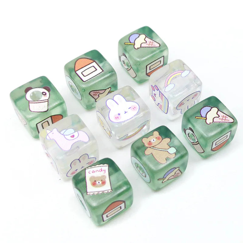 10pcs 14mm Square Printing Beads Acrylic Spacer Beads for Jewelry Making