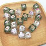 10pcs 14mm Square Printing Beads Acrylic Spacer Beads for Jewelry Making