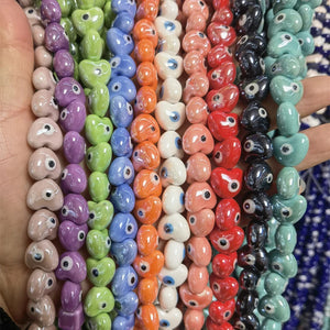 10pcs Heart Shape Ceramic Beads DIY Spacer Mix Love Heart Bead Jewelry Making