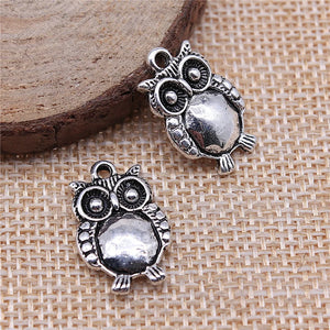 10pcs Owl Pendant Charms Antique Silver Plated for Jewelry Making