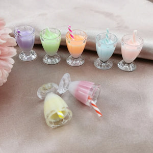 10pcs 3D Drink Bottle Ice Cream Resin Charms Pendants DIY Decoration