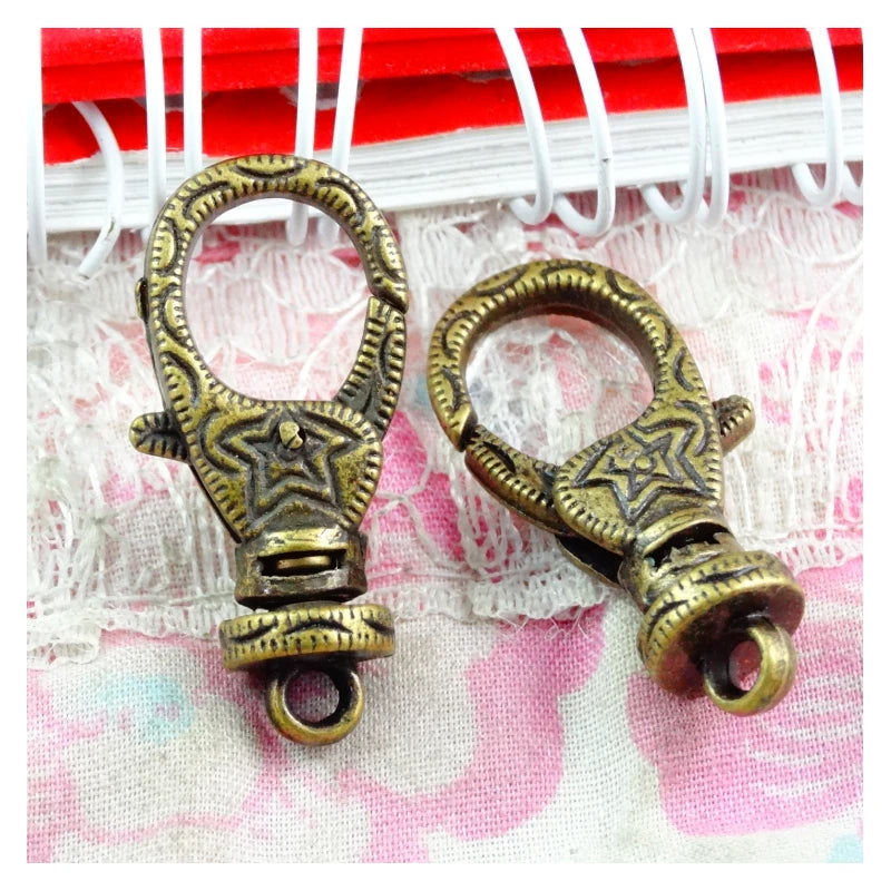 10pcs 15*30MM Charms Lobster Clasp Bronze Plated Key Chains DIY Findings