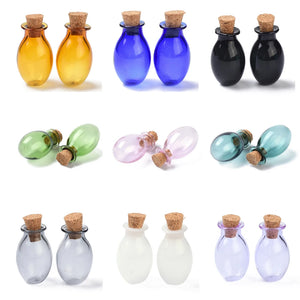 10pcs Mini Oval Glass Cork Bottles 15.5x28mm DIY Vials