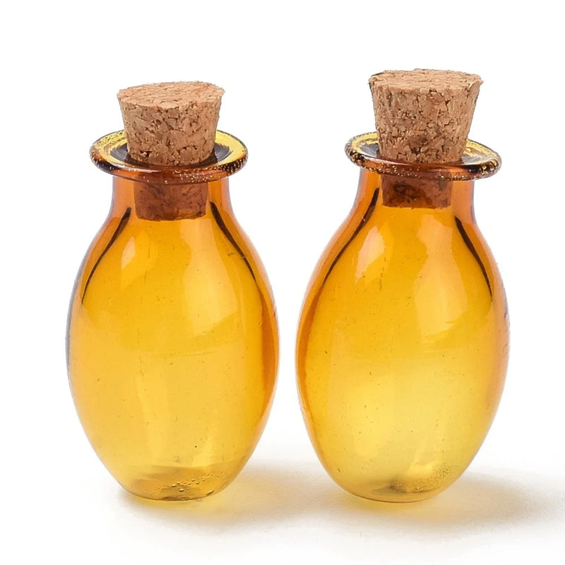 10pcs Mini Oval Glass Cork Bottles 15.5x28mm DIY Vials