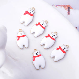 10pcs 15*9mm Enamelled Cats Charms for DIY Jewelry Making