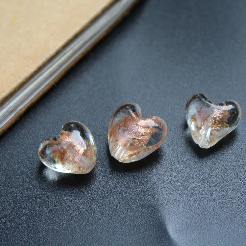 10pcs 15mm Heart Shape Lampwork Glass Beads Multi-color Jewelry DIY