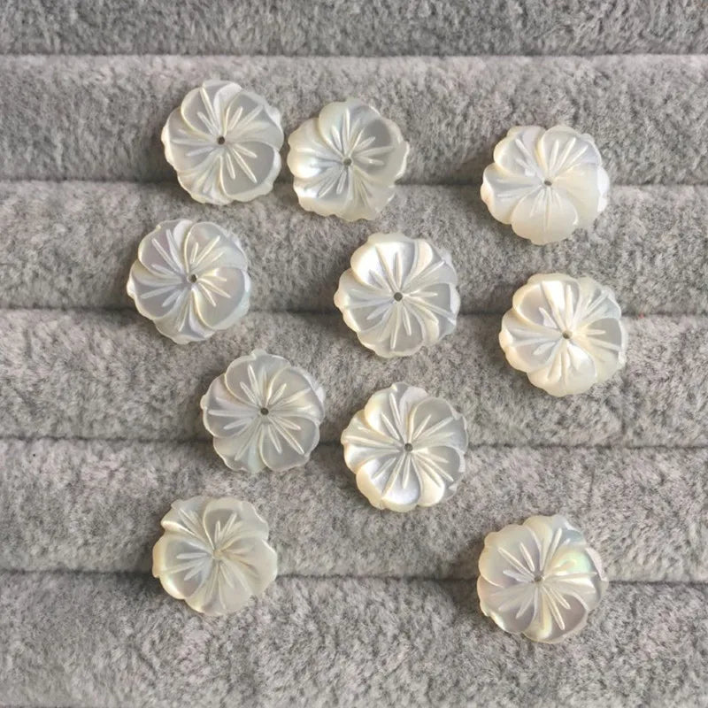 10pcs Pink Shell Flower Beads 15mm Texture Spacer DIY Jewelry Making
