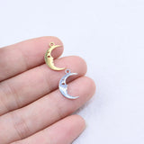 10pcs 15mm StainlessSteel Moon Charm Pendant DIY Necklace Bracelets