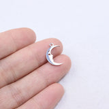 10pcs 15mm StainlessSteel Moon Charm Pendant DIY Necklace Bracelets