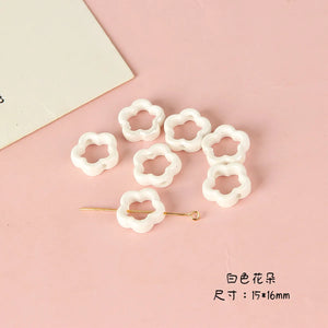 10pcs 15x16mm Ceramic Hollow Flowers Beads DIY Spacer For Jewelry Making