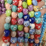 10pcs Evil Eye Ceramic Beads Heart Shape Spacer White/Red/Blue/Green/Purple/Pink