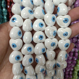 10pcs Evil Eye Ceramic Beads Heart Shape Spacer White/Red/Blue/Green/Purple/Pink