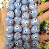 10pcs Evil Eye Ceramic Beads Heart Shape Spacer White/Red/Blue/Green/Purple/Pink