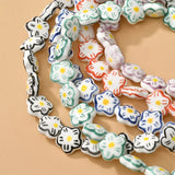10pcs 15x6mm Hand Painted Flower Ceramic Beads For Jewelry Making