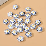 10pcs 15x6mm Hand Painted Flower Ceramic Beads For Jewelry Making