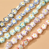 10pcs 15x6mm Hand Painted Flower Ceramic Beads For Jewelry Making