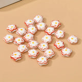 10pcs 15x6mm Hand Painted Flower Ceramic Beads For Jewelry Making