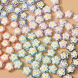 10pcs 15x6mm Hand Painted Flower Ceramic Beads For Jewelry Making