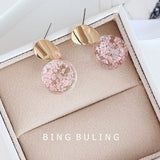 10pcs 16*16mm Crystal Glass Dried Flowers Ball Charms Earring Pendant