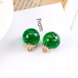 10pcs 16*16mm Crystal Glass Dried Flowers Ball Charms Earring Pendant