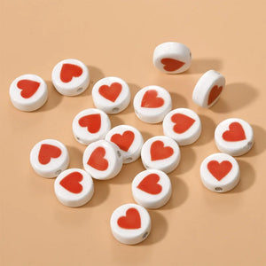 10pcs 16mm Red Heart Ceramic Beads Jewelry Making Spacer Bead DIY