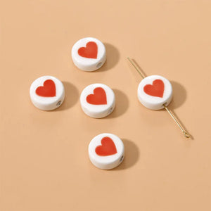 10pcs 16mm Red Heart Ceramic Beads Jewelry Making Spacer Bead DIY