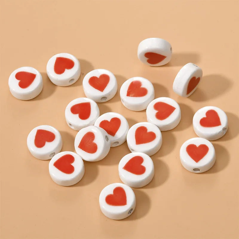 10pcs 16mm Red Heart Ceramic Beads Jewelry Making Spacer Bead DIY