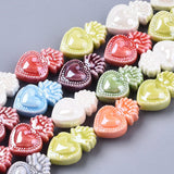 10pcs 16x10.5mm Torch Heart Porcelain Beads for DIY Jewelry