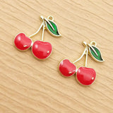 10pcs Enamel Cherry Charms for Jewelry Making DIY Craft Finding