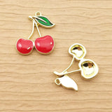 10pcs Enamel Cherry Charms for Jewelry Making DIY Craft Finding