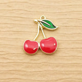 10pcs Enamel Cherry Charms for Jewelry Making DIY Craft Finding