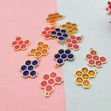 10pcs Enamel Honeycomb Charm for Jewelry Making 16x20mm