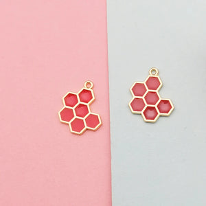 10pcs Enamel Honeycomb Charm for Jewelry Making 16x20mm
