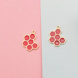 10pcs Enamel Honeycomb Charm for Jewelry Making 16x20mm