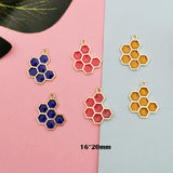 10pcs Enamel Honeycomb Charm for Jewelry Making 16x20mm