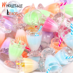 10pcs Goblet Wine Resin Pendant Crafts Jewelry Findings