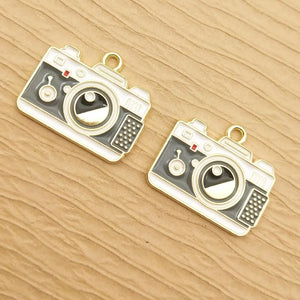 10pcs Camera Charm Enamel Earring Pendant Bracelet Necklace DIY Craft Supplies